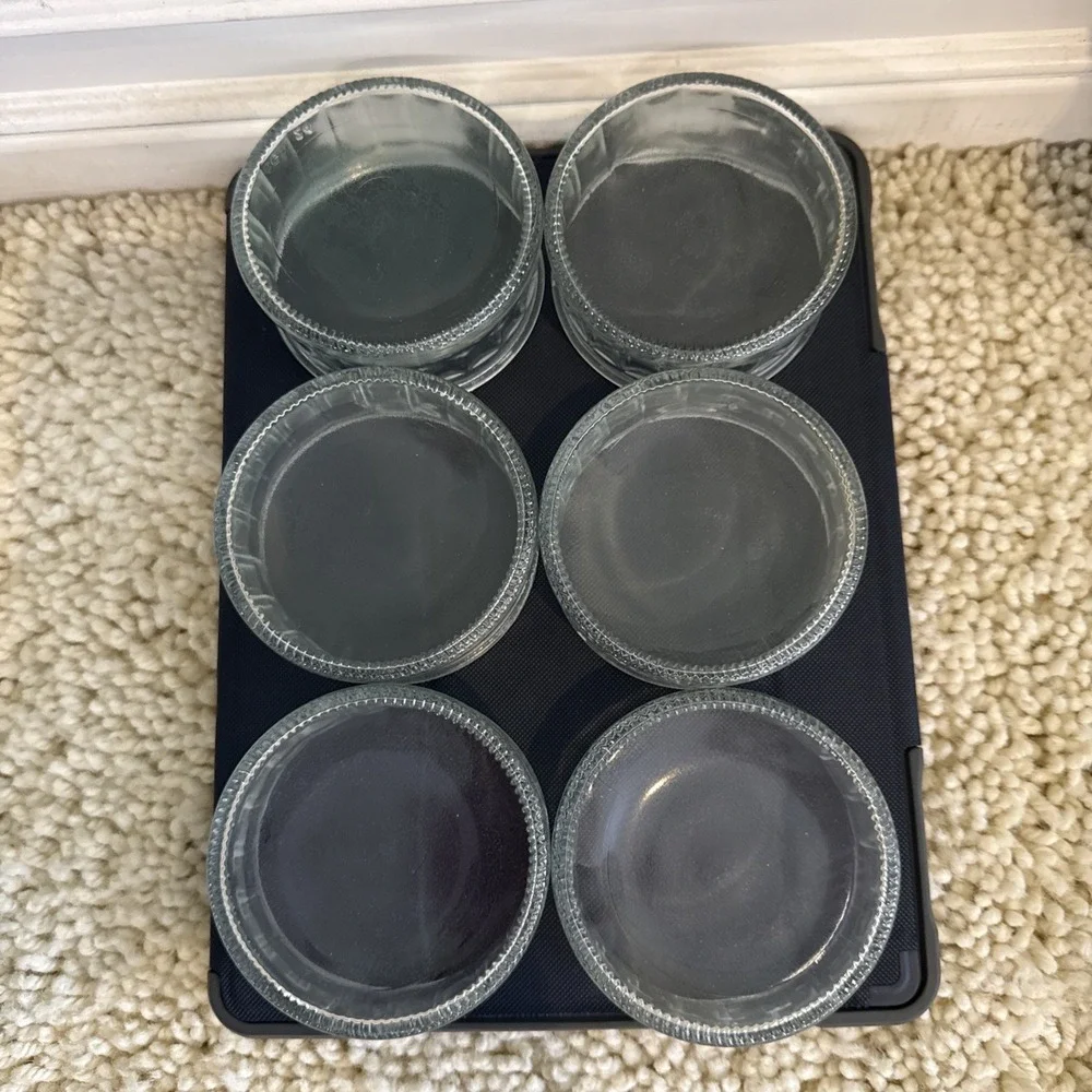 6 Vintage Mason Jar Style Mini Custard Dessert Bowls 4oz - Clear Glass Dish